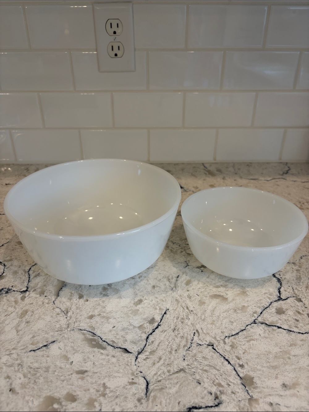 Set of Anchor Hocking Fire King Ware Milk Glass Bowls